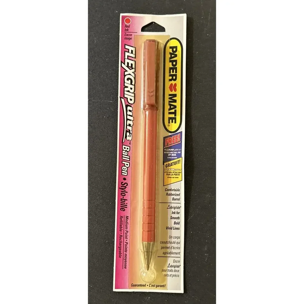 Paper Mate Double Heart Pens LOT OF 6 FlexGrip Ultra Ball Point 1995 Red Ink New